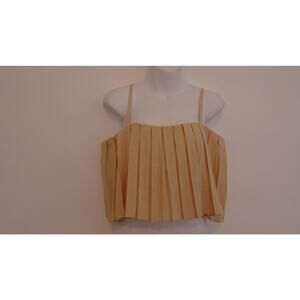 NWT The Femm WOmen's JOJO Pleated Crop Top Sz XS S and Medium TAN NWT 298